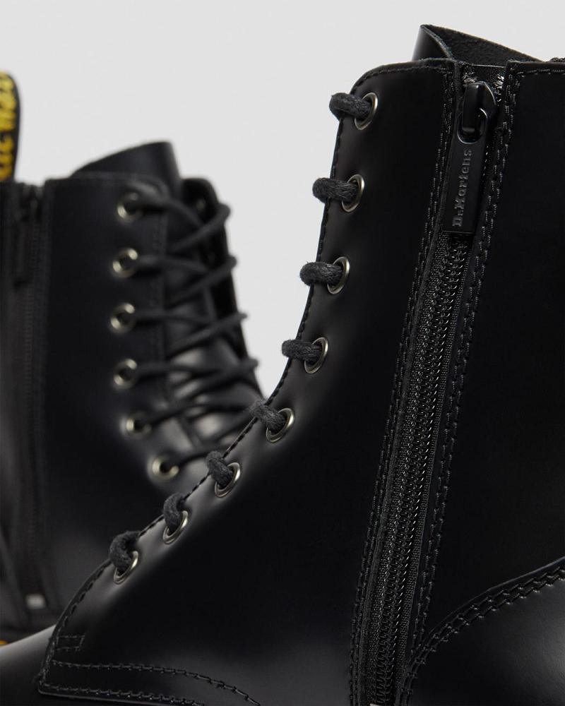 Black Men's Dr Martens Jadon Smooth Leather Platform Boots | CA 562VRW